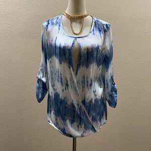 Cuffed Blue and white blouse